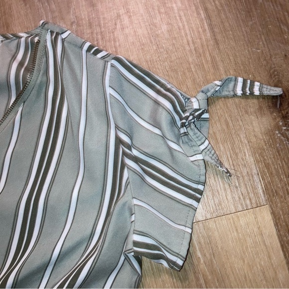 Stella Tweed Women’s Vertical Green Striped Dress with Zipper Neckline | Size M - Picture 4 of 10